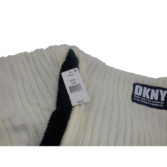 DKNY Fleece-Lined Knit Infinity Scarf, Cream - Picture 6 of 12